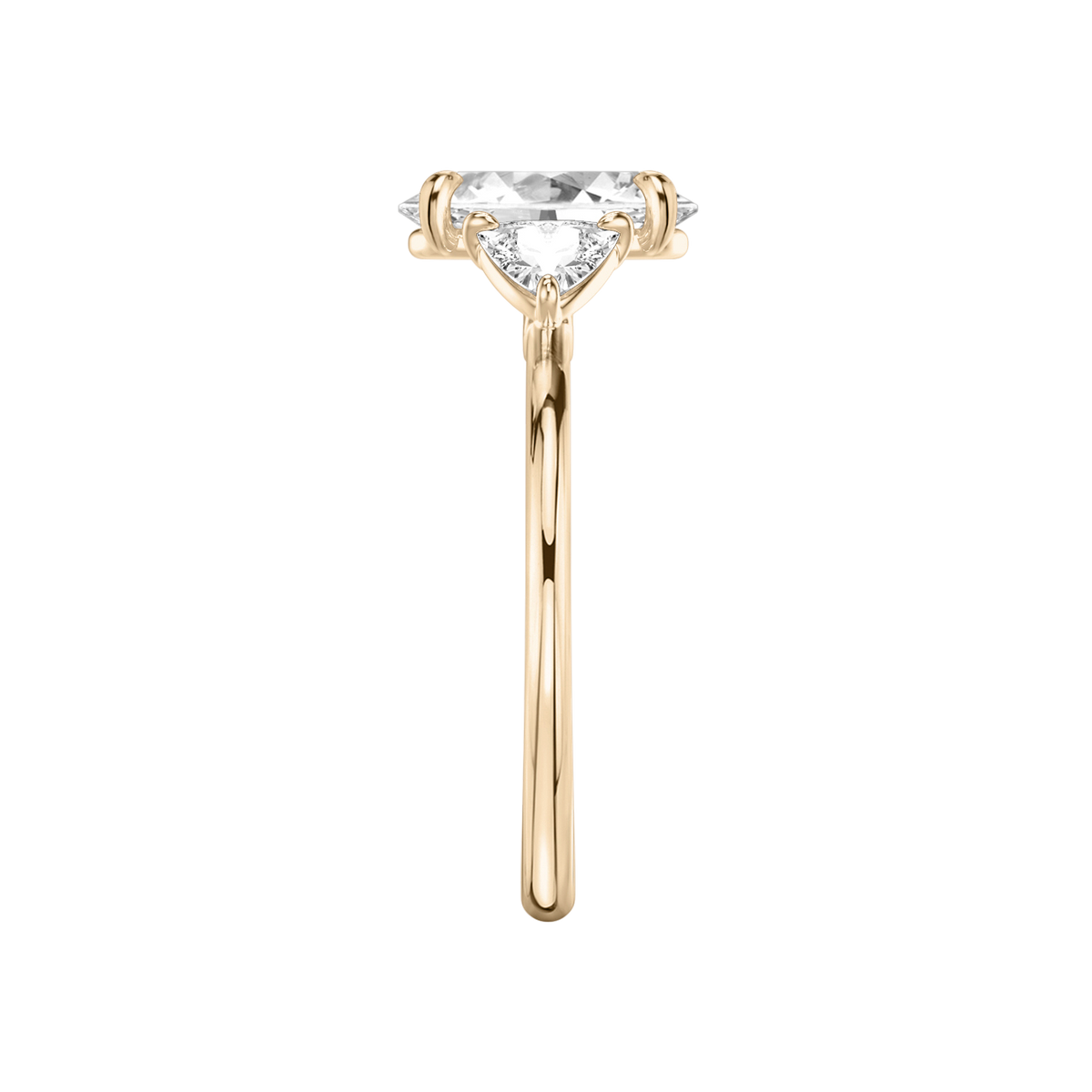 Verlobungsring TRILOGIE, Oval Rosegold Lab-Grown-Diamant, Seitensteine Trillant – Ansicht 4 | NÓIR Diamonds