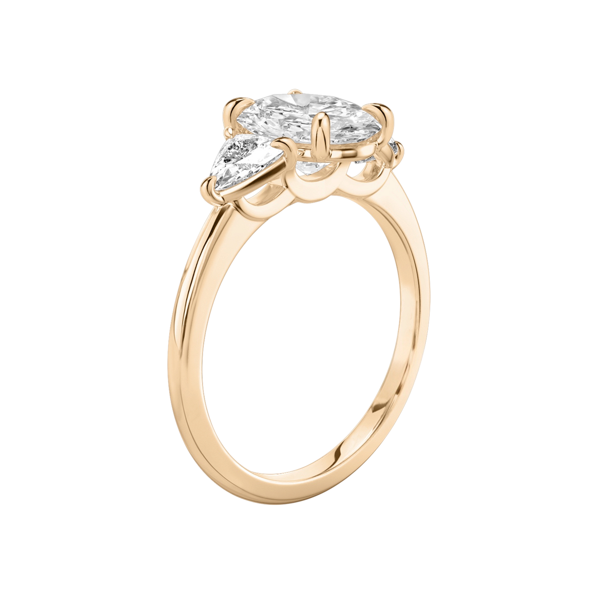 Verlobungsring TRILOGIE, Oval Rosegold Lab-Grown-Diamant, Seitensteine Trillant – Ansicht 2 | NÓIR Diamonds