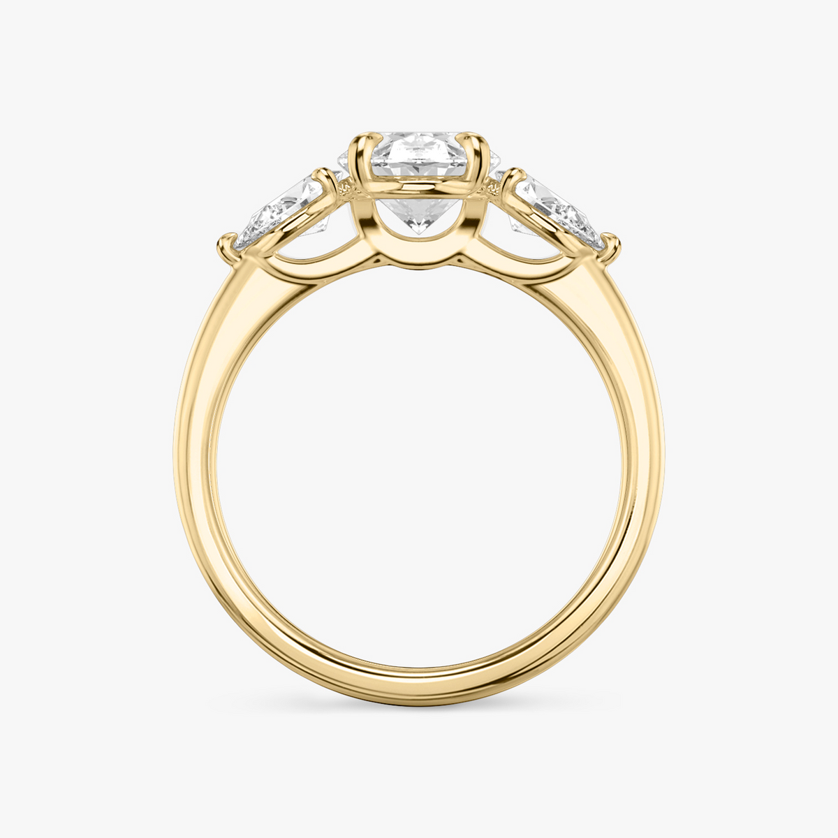 Verlobungsring TRILOGIE, Oval Gelbgold Lab-Grown-Diamant, Seitensteine Tropfen – Ansicht 3 | NÓIR Diamonds