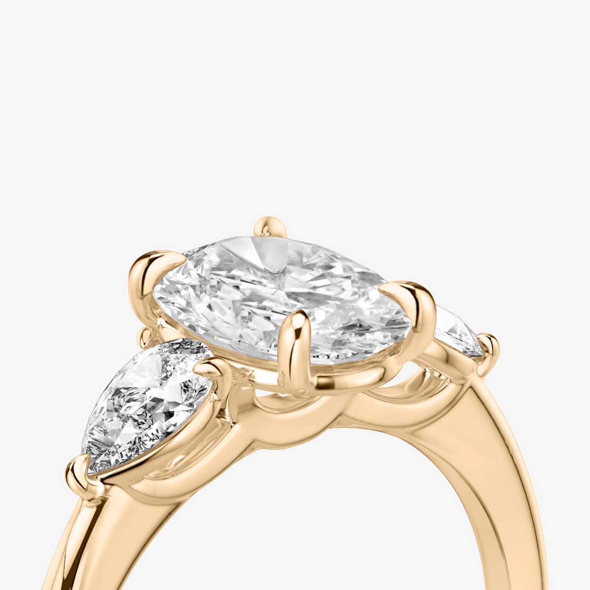Verlobungsring TRILOGIE, Oval Rosegold Lab-Grown-Diamant, Seitensteine Tropfen – Ansicht 4 | NÓIR Diamonds