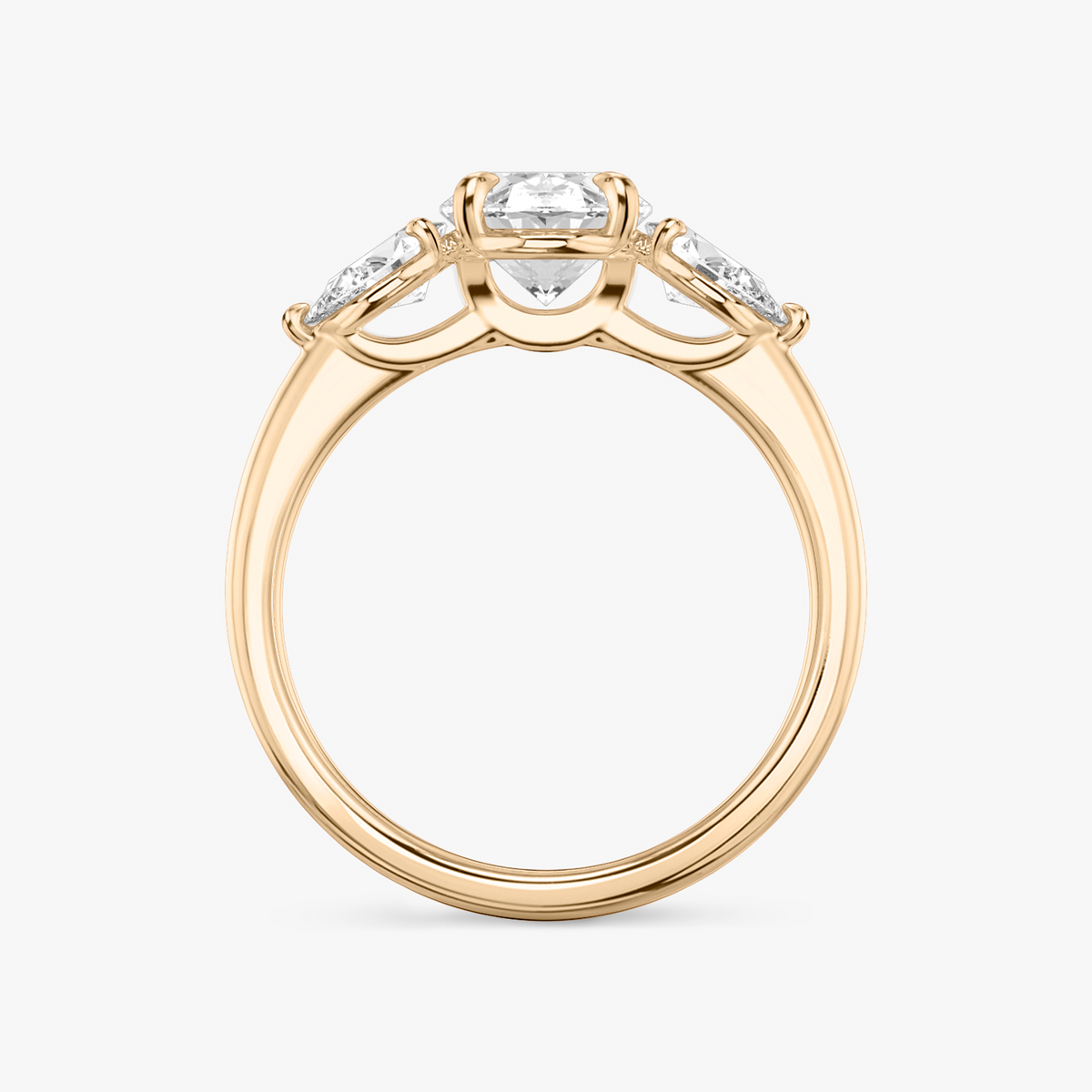 Verlobungsring TRILOGIE, Oval Rosegold Lab-Grown-Diamant, Seitensteine Tropfen – Ansicht 3 | NÓIR Diamonds