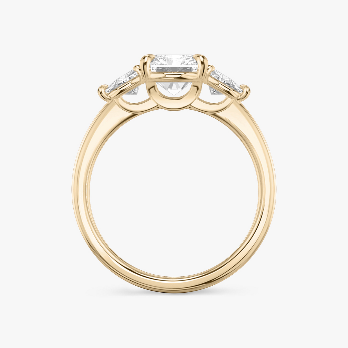 Verlobungsring TRILOGIE, Radiant Rosegold Lab-Grown-Diamant, Seitensteine Trillant – Ansicht 3 | NÓIR Diamonds