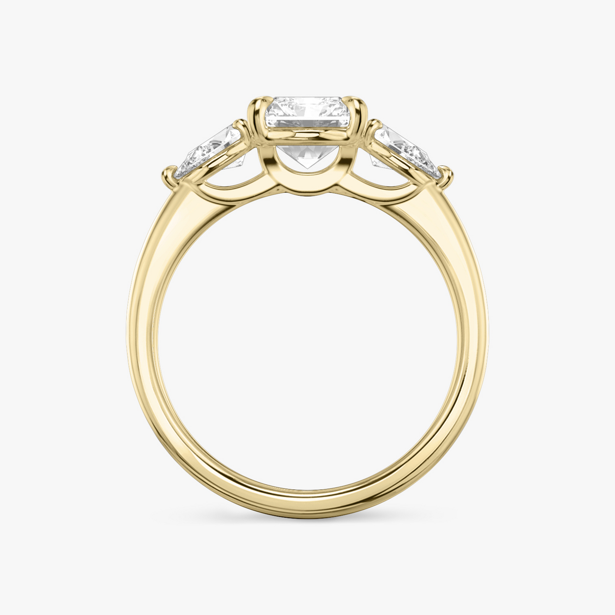 Verlobungsring TRILOGIE, Radiant Gelbgold natürliche Diamanten, Seitensteine Tropfen – Ansicht 3 | NÓIR Diamonds