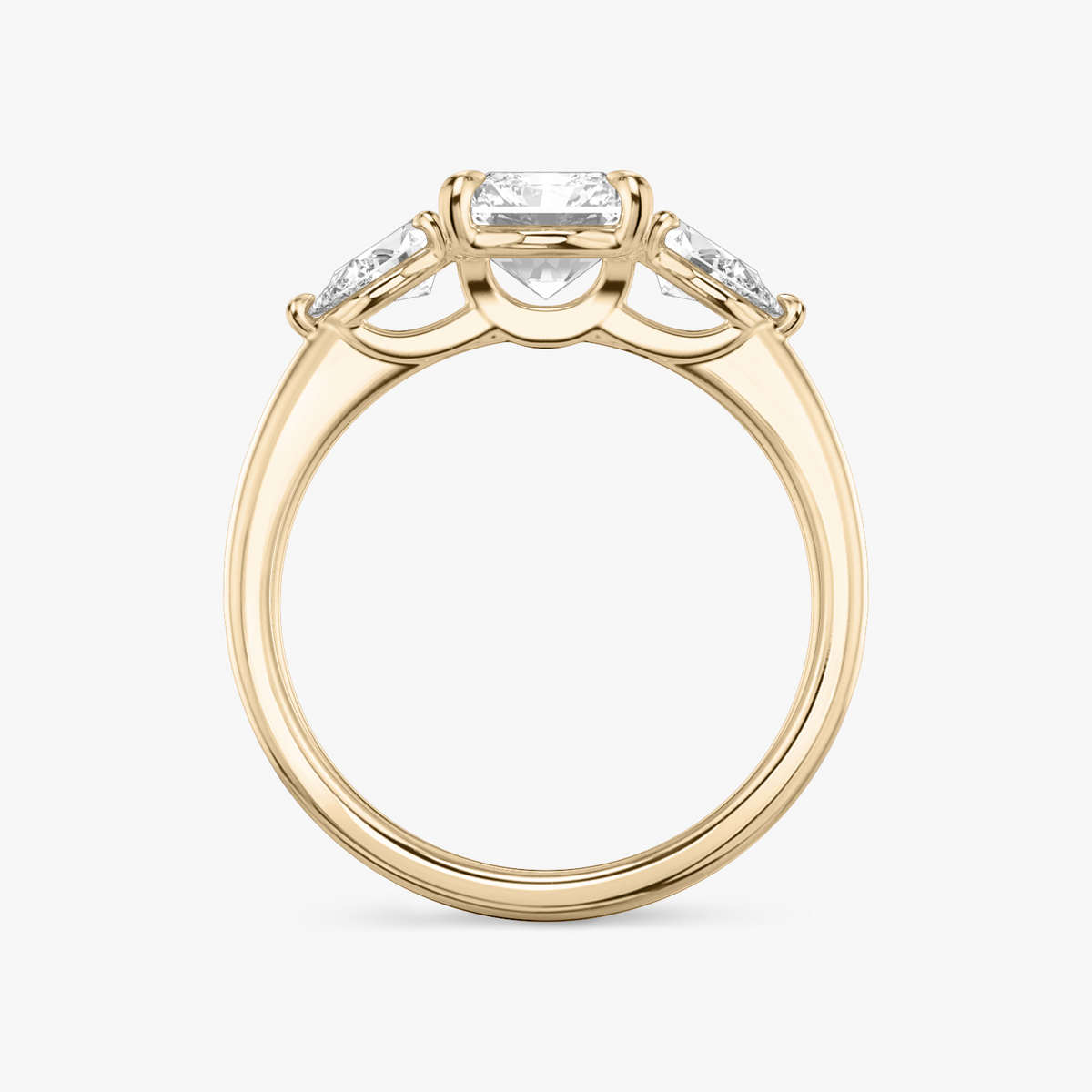 Verlobungsring TRILOGIE, Radiant Rosegold Lab-Grown-Diamant, Seitensteine Tropfen – Ansicht 3 | NÓIR Diamonds