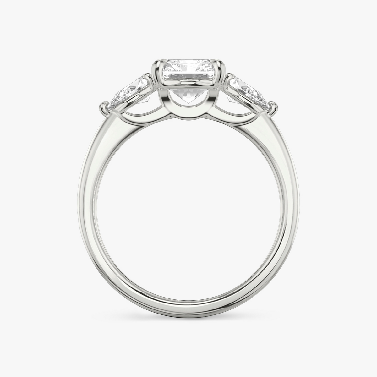 Verlobungsring TRILOGIE, Radiant Weissgold Lab-Grown-Diamant, Seitensteine Tropfen – Ansicht 3 | NÓIR Diamonds