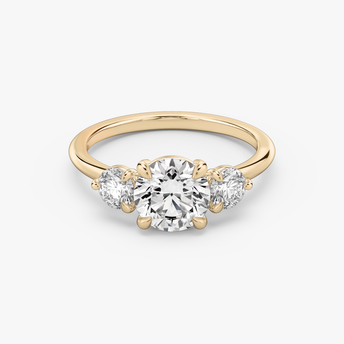 Verlobungsring TRILOGIE, Rund Rosegold Lab-Grown-Diamant, Seitensteine Rund – Produktansicht | NÓIR Diamonds