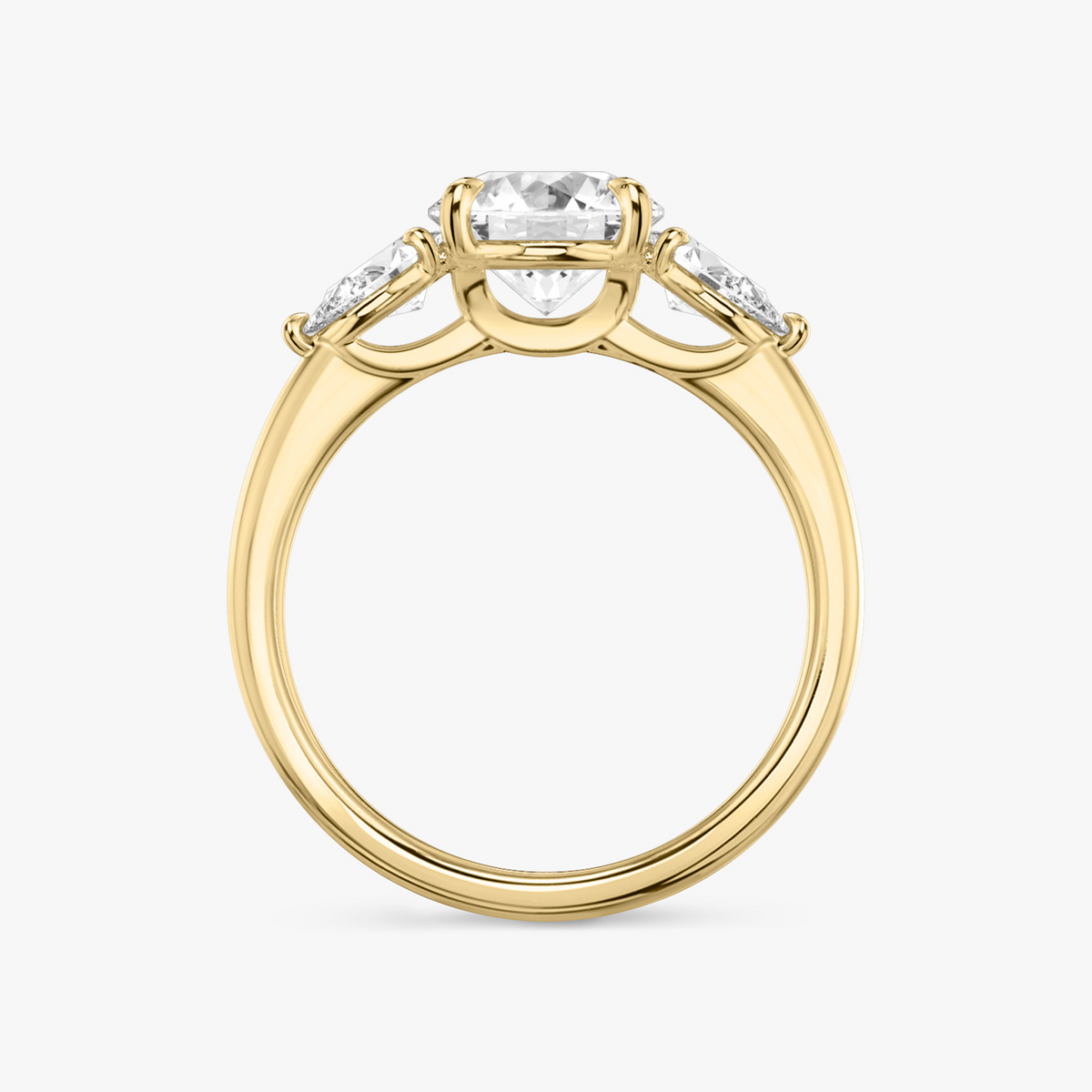 Verlobungsring TRILOGIE, Rund Gelbgold Lab-Grown-Diamant, Seitensteine Tropfen – Ansicht 3 | NÓIR Diamonds