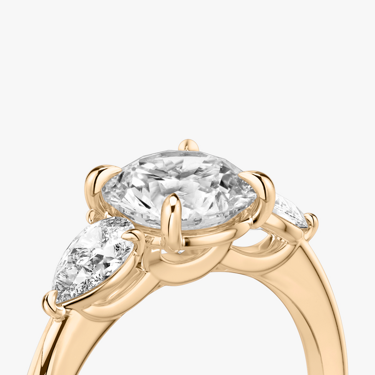 Verlobungsring TRILOGIE, Rund Rosegold Lab-Grown-Diamant, Seitensteine Tropfen – Ansicht 5 | NÓIR Diamonds