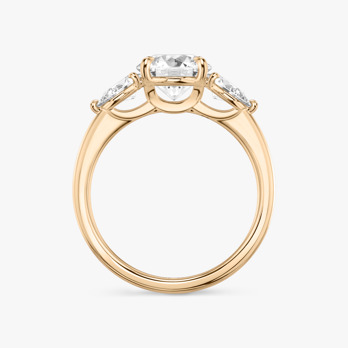 Verlobungsring TRILOGIE, Rund Rosegold Lab-Grown-Diamant, Seitensteine Tropfen – Ansicht 3 | NÓIR Diamonds