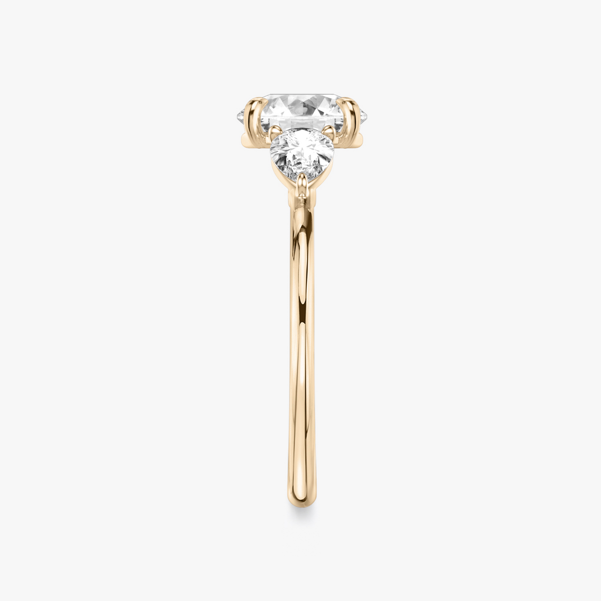 Verlobungsring TRILOGIE, Rund Rosegold Lab-Grown-Diamant, Seitensteine Tropfen – Ansicht 4 | NÓIR Diamonds