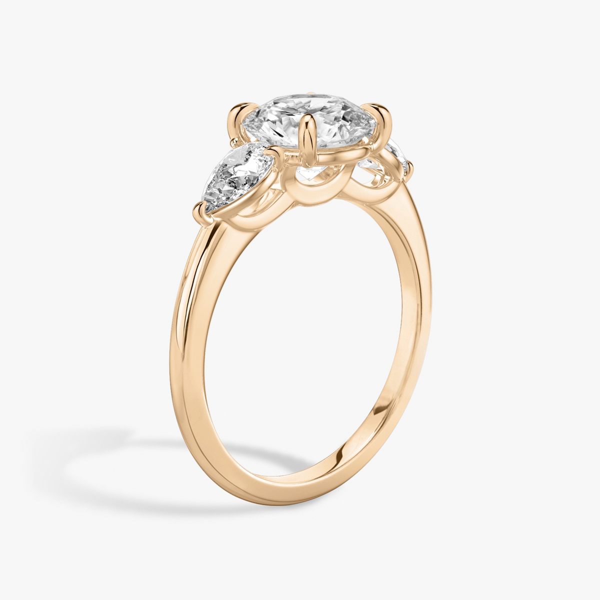 Verlobungsring TRILOGIE, Rund Rosegold Lab-Grown-Diamant, Seitensteine Tropfen – Ansicht 2 | NÓIR Diamonds