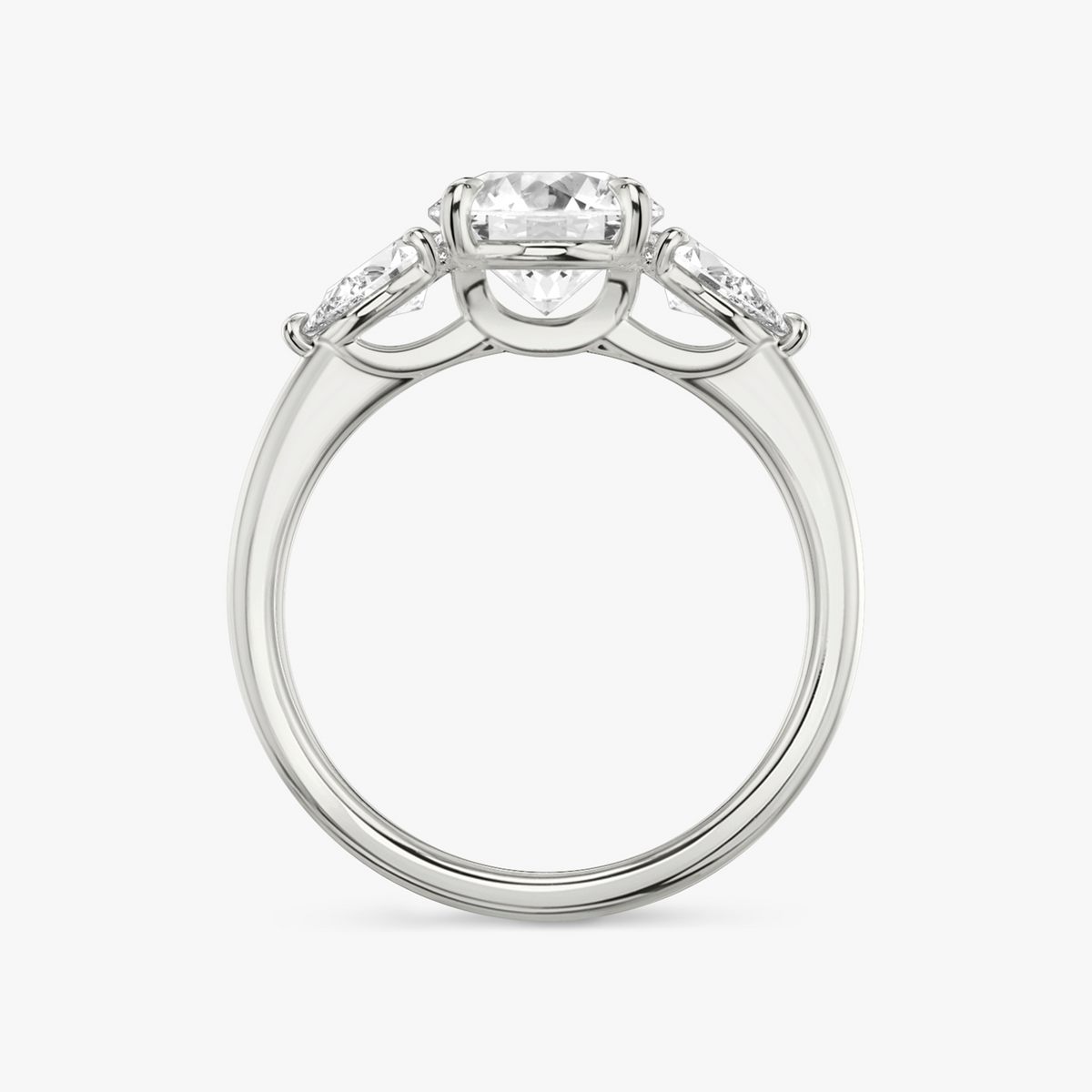 Verlobungsring TRILOGIE, Rund Weissgold Lab-Grown-Diamant, Seitensteine Tropfen – Ansicht 3 | NÓIR Diamonds
