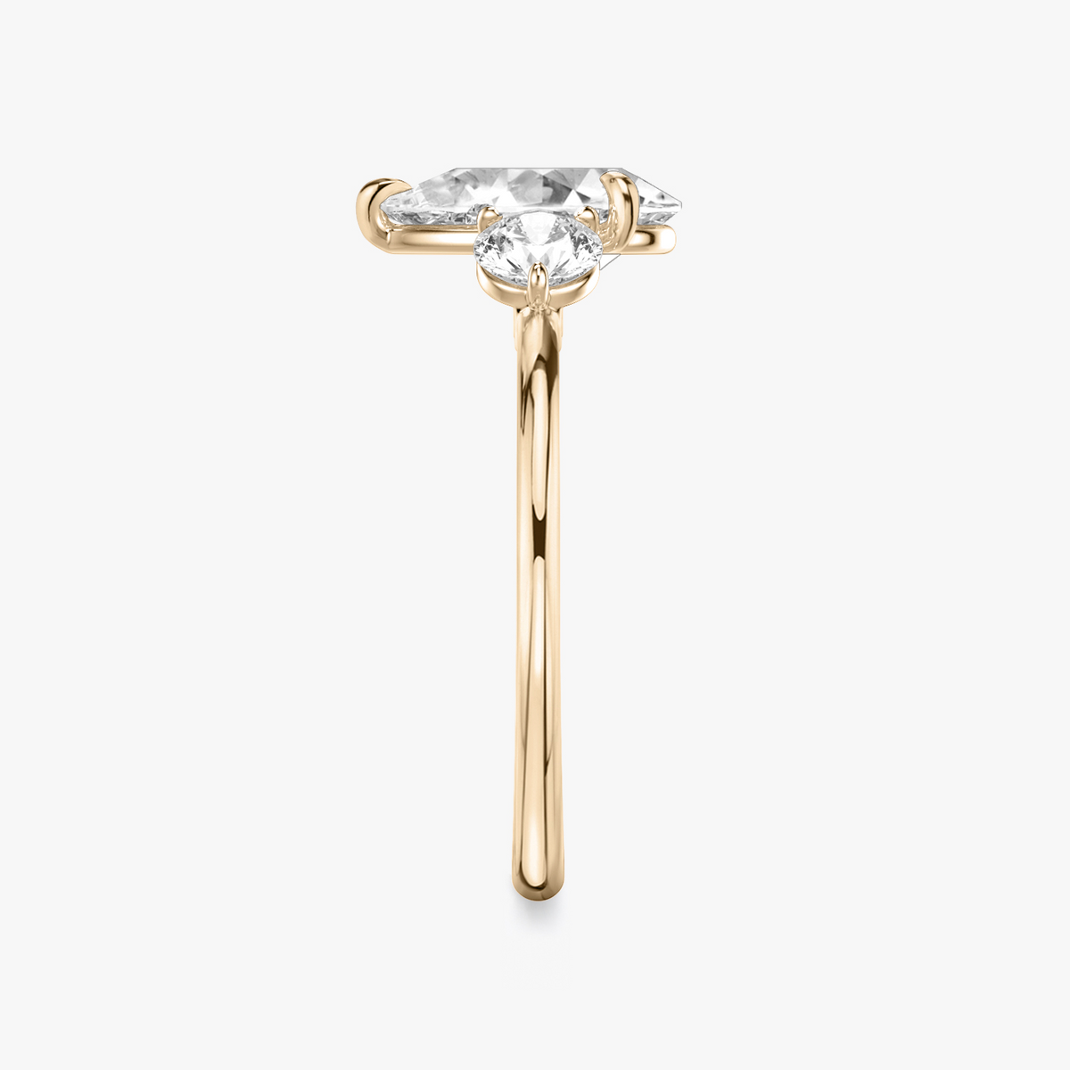 Verlobungsring TRILOGIE, Tropfen Rosegold Lab-Grown-Diamant, Seitensteine Rund – Ansicht 4 | NÓIR Diamonds