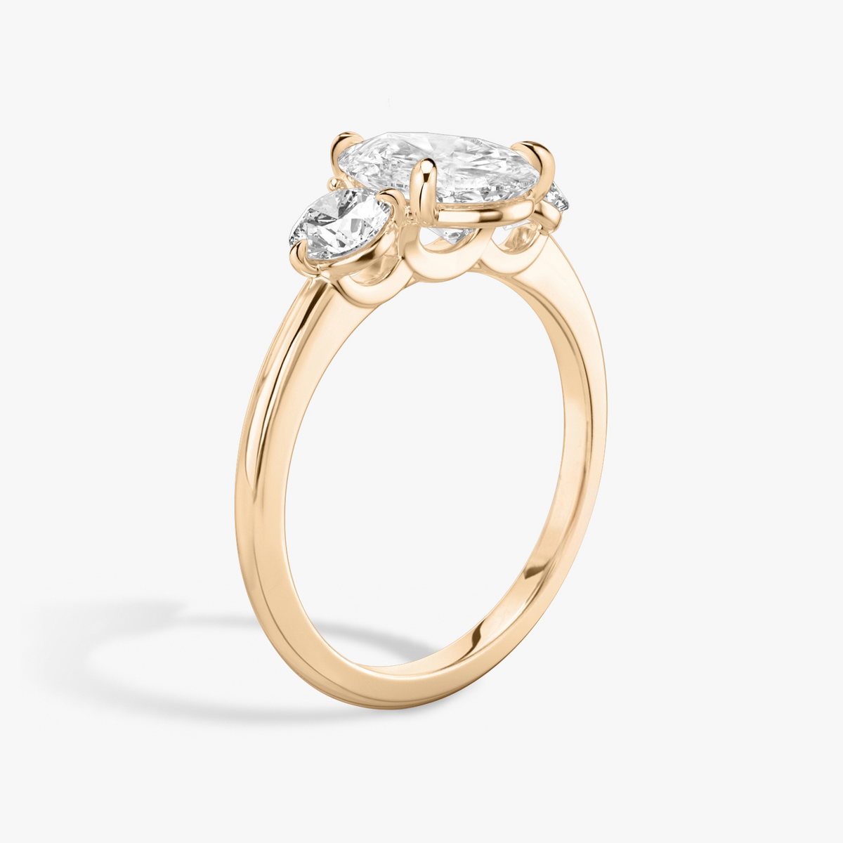 Verlobungsring TRILOGIE, Tropfen Rosegold Lab-Grown-Diamant, Seitensteine Rund – Ansicht 2 | NÓIR Diamonds
