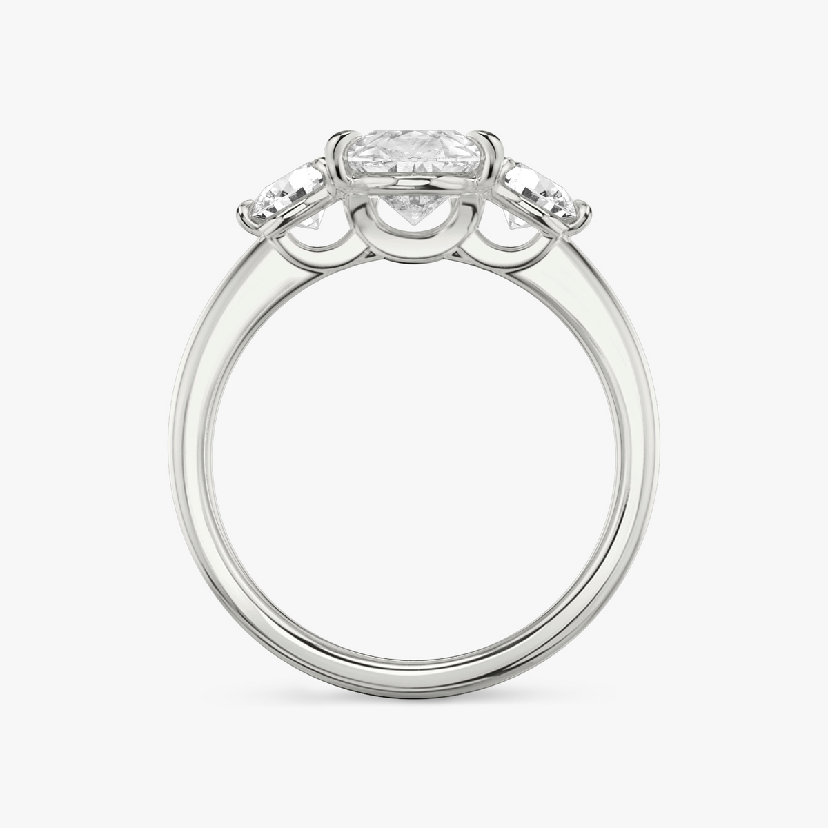 Verlobungsring TRILOGIE, Tropfen Weissgold natürliche Diamanten, Seitensteine Rund – Ansicht 3 | NÓIR Diamonds