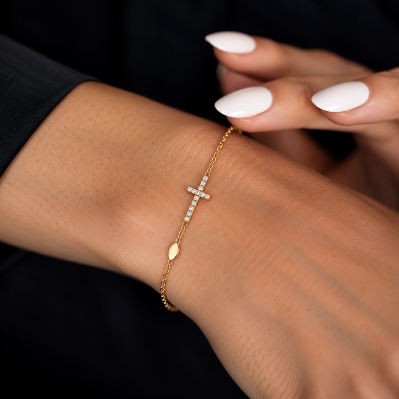 Diamantarmband Armband CROIX in Gelbgold – Ansicht 2 | NÓIR Diamonds