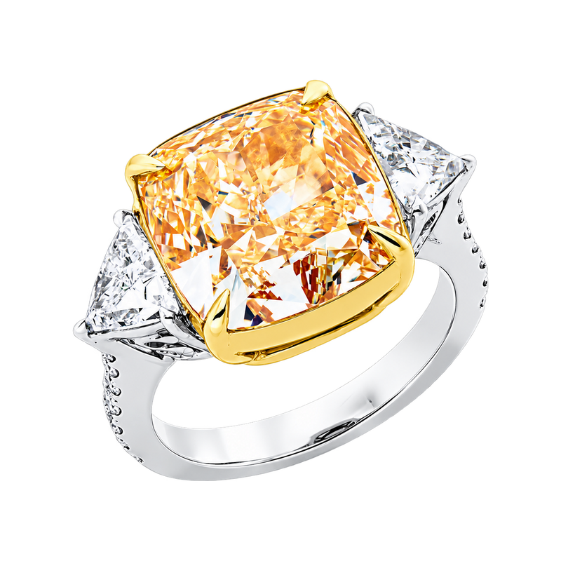 Fancy Farbiger Diamantring in Weissgold/Gelbgold – Produktansicht | NÓIR Diamonds
