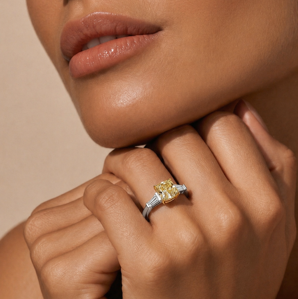 Farbiger Diamant Ring Weissgold / Gelbgold - 1EQ68