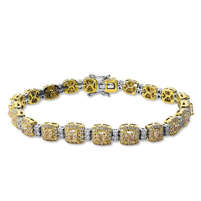 Farbiger Diamant Armband Weissgold/Gelbgold - 5C823