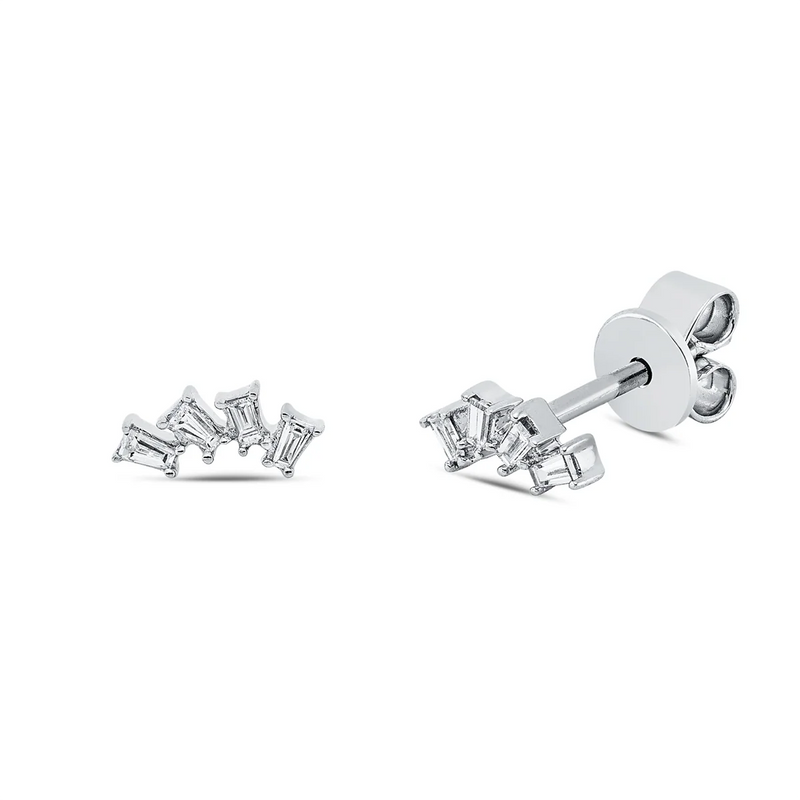 Baguette Ohrstecker Weissgold- 2T272
