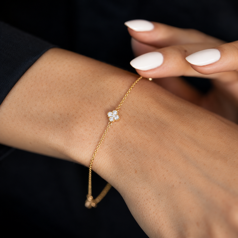 Diamantarmband Armband TRÈFLE Station in Gelbgold – Ansicht 2 | NÓIR Diamonds