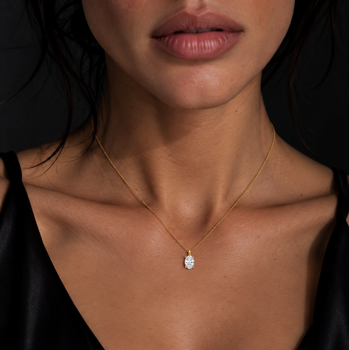 Collier ÉCLAT Oval in Gelbgold – Ansicht 2 | NÓIR Diamonds